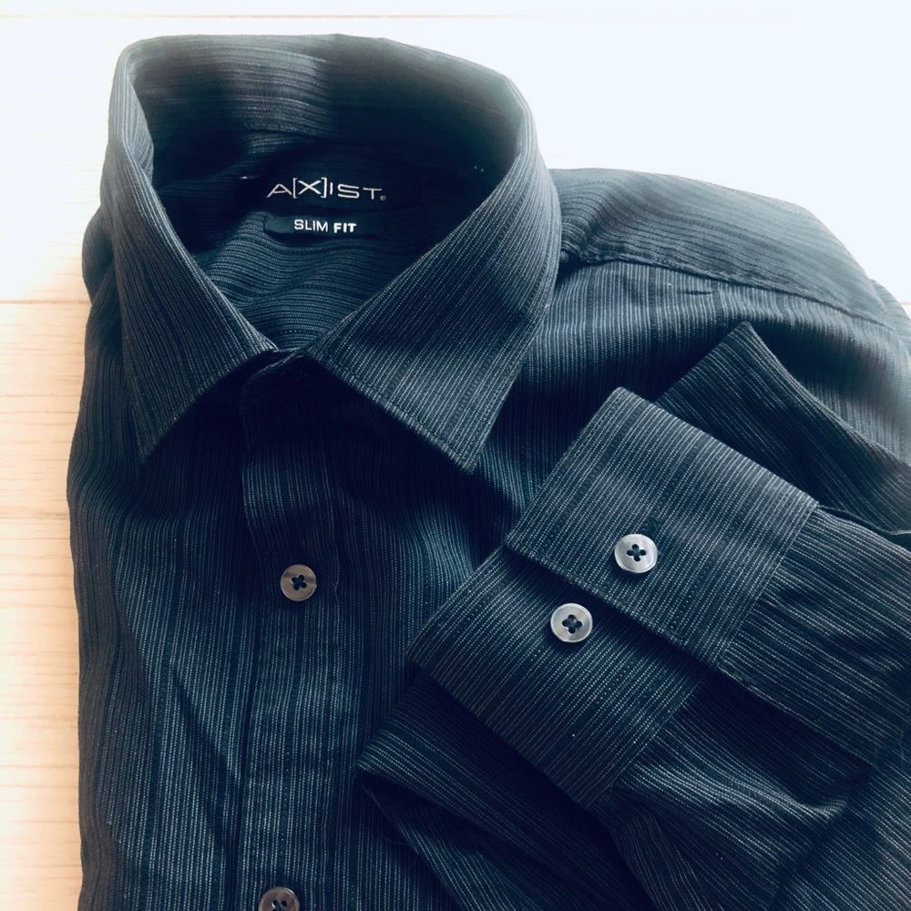 A[X]IST MENS LONG SLEEVED BLACK TEXTURED SHIRT- M-